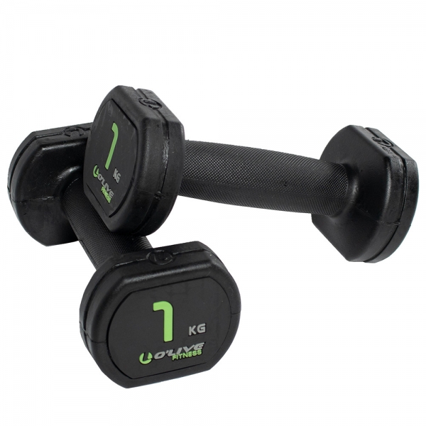 Halteres de borracha O'Live - 1 kg (Par)