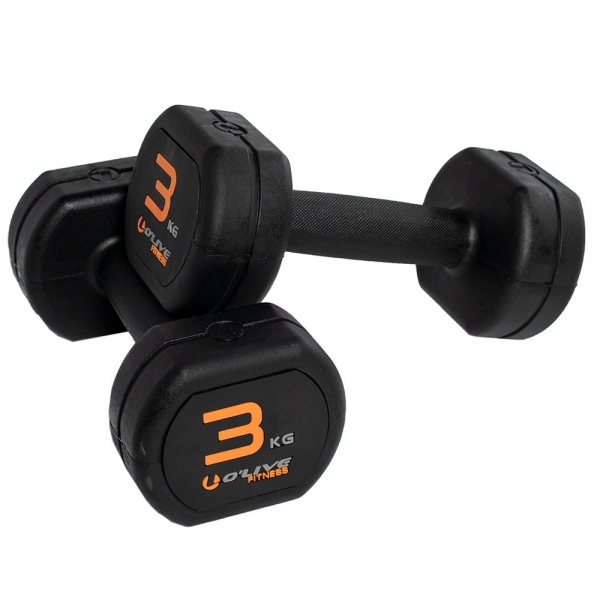 Halteres de borracha O'Live - 3 kg (Par)