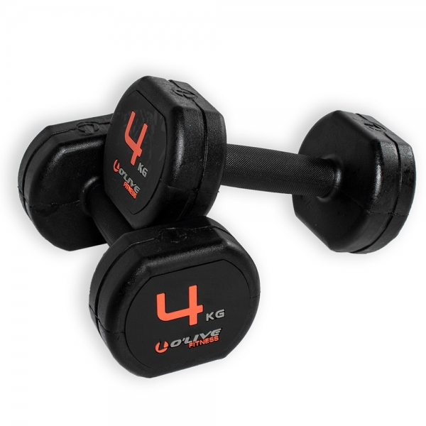Halteres de borracha O'Live - 4 kg (Par)