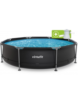 Piscina redonda VirtuFit - Ø305 x 76 cm - Antracite - Inclui bomba de filtragem
