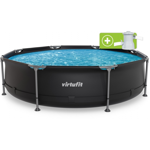 Piscina redonda VirtuFit - Ø305 x 76 cm - Antracite - Inclui bomba de filtragem