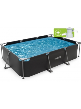 Piscina retangular VirtuFit - Antracite - 300 x 210 x 66 cm - Inclui bomba de filtragem