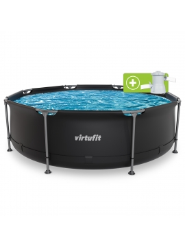 Piscina redonda VirtuFit - Ø244 x 76 cm - Antracite - Inclui bomba de filtragem