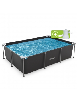 Piscina retangular VirtuFit - 260 x 180 x 66 cm - Antracite - Inclui bomba de filtragem