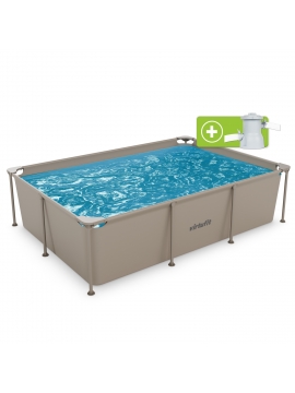 Piscina retangular VirtuFit - 260 x 180 x 66 cm - Bege - Inclui bomba de filtragem