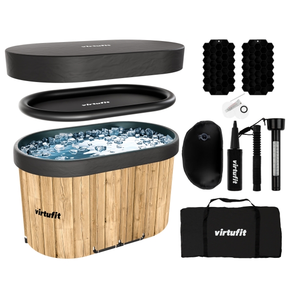 Banheira de gelo oval VirtuFit - Aspecto de madeira - 500 litros